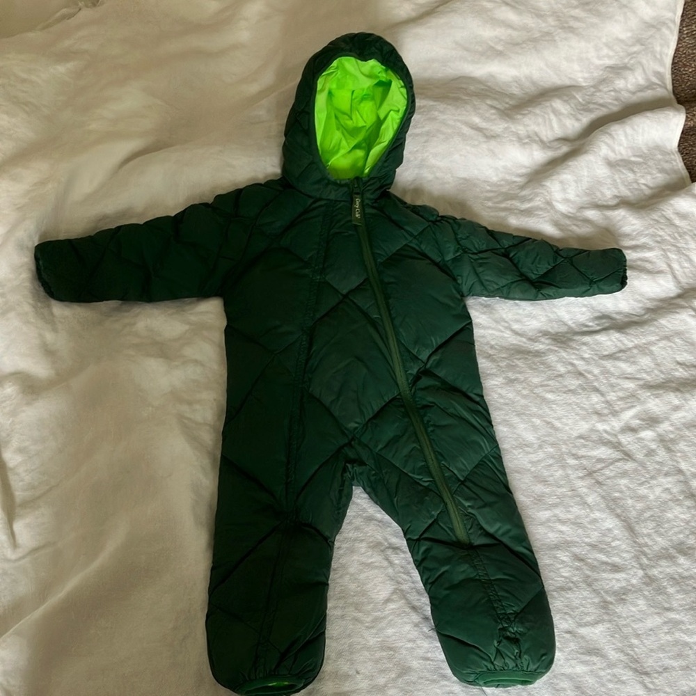 Green Quilted down Baby Snowsuit